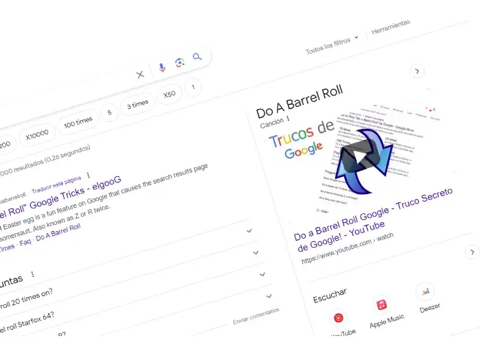 Google search trick do a barrel roll