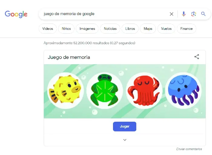 Google search trick memory game